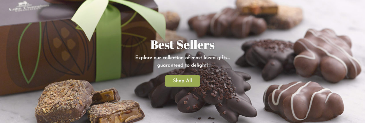 Lake Champlain Chocolates Best Sellers row Screen shot of Lake Champlain Best Sellers call to action row